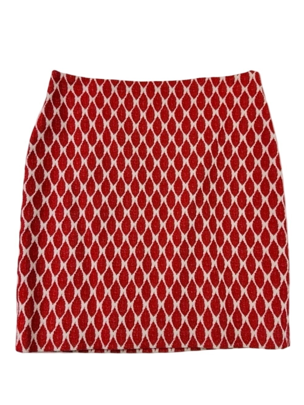 Ann Taylor pencil skirt Size 2 red white feather print lined